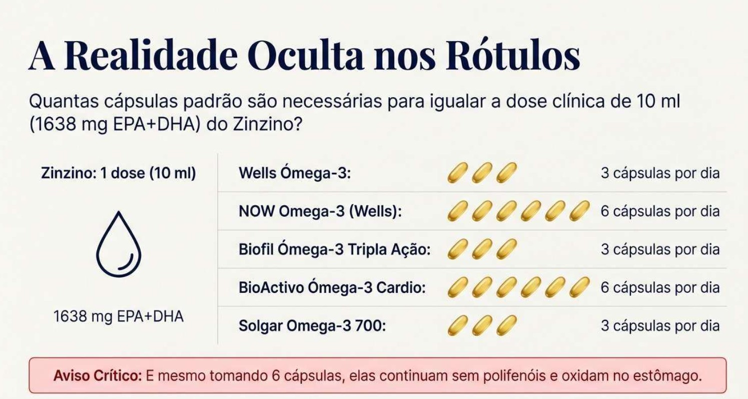 Quantas cápsulas são necessárias para igualar 1 dose de Zinzino BalanceOil+